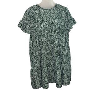 SHEIN Green Floral Print Babydoll Style Dress Size Small